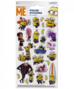 Minions folie klistermærker fra Despicable Me 2 med skinnende genanvendelige stickers på ark