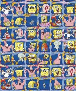 SvampeBob mini stickers ark med farverige klistermærker af SvampeBob, Patrick og Squidward