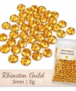 Rhinsten i guld 3 mm – 3 gram til kreativ hobby, DIY og dekoration