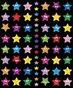 Stjerne stickers med sjove ansigter i mange farver til børn