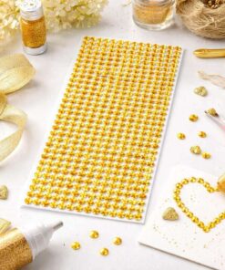 Selvklæbende guld rhinsten 3 mm på ark til hobby, kort og scrapbooking