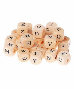 Træperler med bogstaver natur