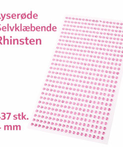 Lyserøde selvklæbende rhinsten 4 mm med 437 stk til hobby, scrapbooking og dekoration