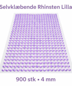 Selvklæbende lilla rhinsten 4 mm – ark med 900 stk til hobby og DIY dekoration