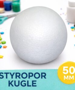 Styropor kugle 50 mm i hvid polystyren til hobby, dekoration og kreative projekter