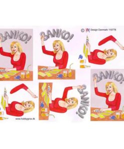 3D ark til kortfremstilling med kvinde der råber banko – HM Design 110778