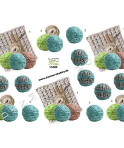 Dan Design 3D ark 13386 med garnnøgler og strikmotiver til kortfremstilling