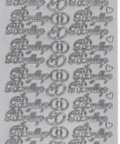 Stickers med Bryllup i sølv tekst – klistermærker til kortfremstilling og bryllupsinvitationer