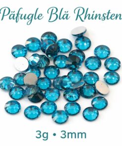 Påfugle blå rhinsten 3mm – 3g flade rhinsten til hobby, scrapbooking og kortfremstilling