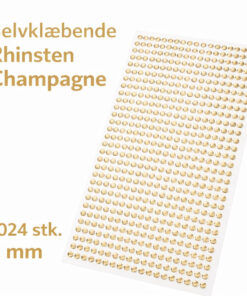 Selvklæbende rhinsten i champagnefarve 3 mm på ark med 1024 stk