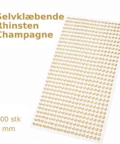 Selvklæbende rhinsten i champagnefarve 4mm – 900 stk på ark til hobby og dekoration