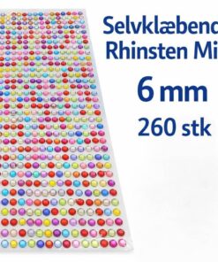 Selvklæbende rhinsten mix 6mm – 260 stk til kortlavning og hobby