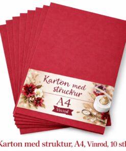 Karton med struktur A4 vinrød 10 stk til kortfremstilling og scrapbooking