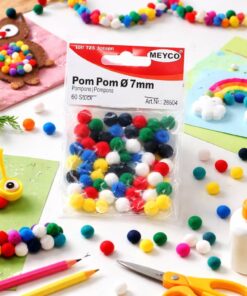 Pom Pom kugler Ø 7 mm mix farver til kreativ hobby og DIY-projekter – stemningsbillede