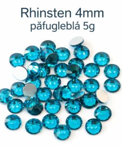 Rhinsten 4 mm i påfugleblå farve – 5g glitrende dekorationssten til hobby og nail art