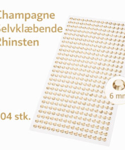 Champagne selvklæbende rhinsten 6 mm – 504 stk på ark