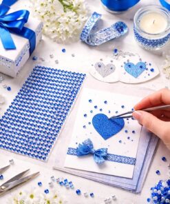 Pyntning af kort med selvklæbende blå rhinsten 3mm til hobby og DIY dekoration