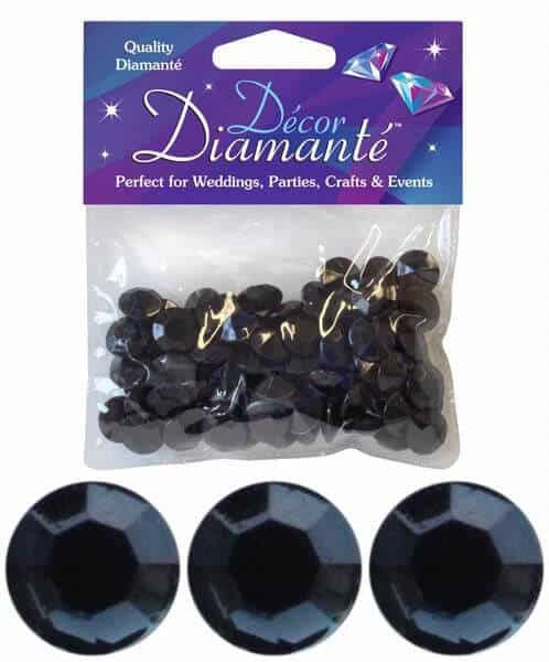 Pynte diamanter sorte 12mm til bordpynt