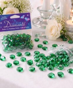 Pose med emerald grønne pynte diamanter 12mm og løse dekorationsdiamanter som bordpynt til fest og dekoration