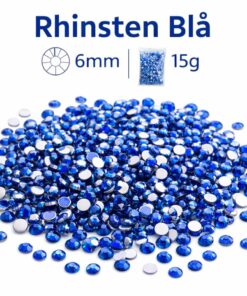 Rhinsten Blå 6mm – 15g dekorationssten til DIY, scrapbooking og kortfremstilling