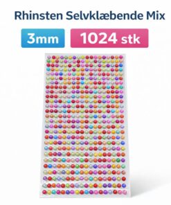Rhinsten selvklæbende mix 3mm – 1024 stk dekorationssten til hobby og DIY