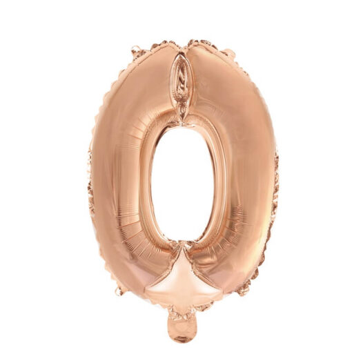 Folie talballon nummer 0 rosa guld