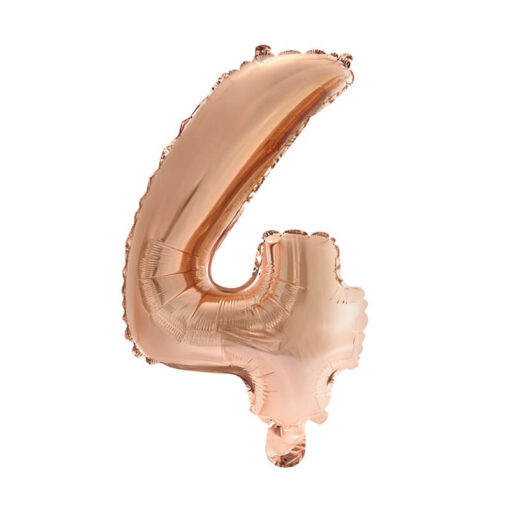 Folie talballon nummer 4 rosa guld