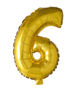 Folie talballon nummer 6 guld