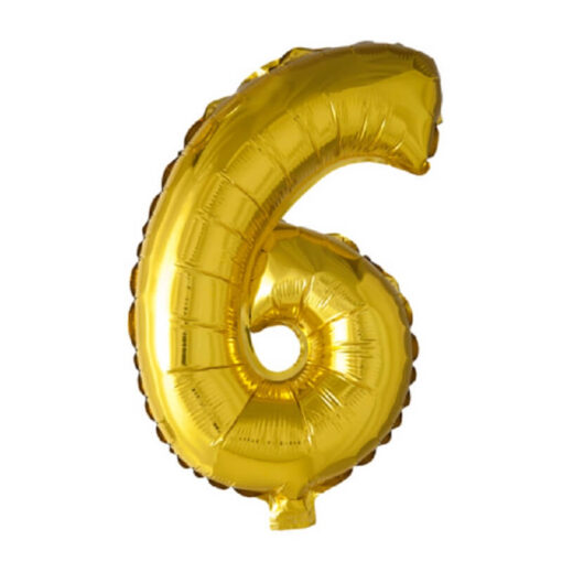 Folie talballon nummer 6 guld