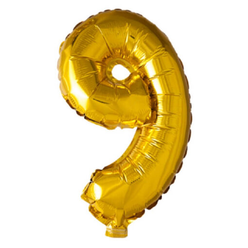 Folie talballon nummer 9 guld
