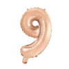 Folie talballon nummer 9 rosa guld
