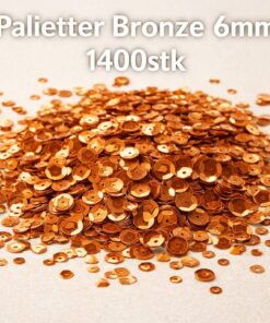 Bronze palietter 6 mm – ca. 1400 stk skinnende runde palietter til syning, kostumer og kreative hobbyprojekter