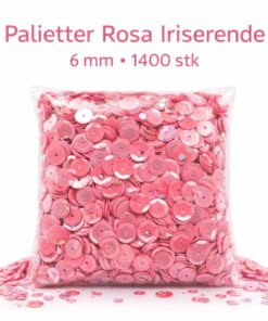 Pose med rosa iriserende palietter 6 mm – ca. 1400 stk til hobby og dekoration