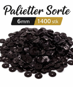 Sorte palietter 6 mm – pakke med 1400 stk runde blanke palietter til syning, dekoration og kreative hobbyprojekter