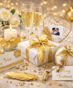 DIY pynt med guld fjer – gaveindpakning, lys og festdekoration i guldtema