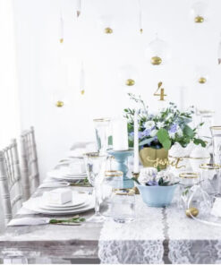 Bordkort hvide med guld grene