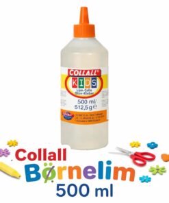 Collall Børnelim 500 ml produktflaske med orange tud på hvid baggrund til kreative hobbyprojekter