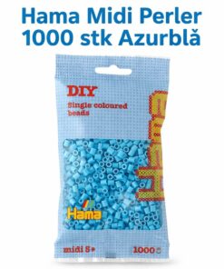 Hama Midi Perler 1000 stk azurblå farvekode 207-49 i original pose på hvid baggrund