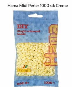 Hama Midi perler 1000 stk creme farvekode 207-02 i original pose til perleplader og kreative hobbyprojekter