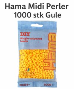 Hama Midi perler 1000 stk gule farvekode 207-03 i original emballage til perleplader og kreative hobbyprojekter