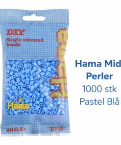 Hama midi perler 1000 stk pastel blå farvekode 207-46 i original pose til perleplader og kreative hobbyprojekter