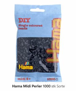 Hama Midi perler 1000 stk sorte farvekode 207-18 i original pose til perleplader og kreative hobbyprojekter