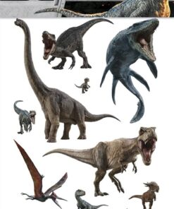 Midlertidige dinosaurus tatoveringer til børn med realistiske dinosaurmotiver som T-Rex, Velociraptor og Triceratops