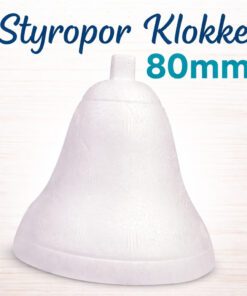 Massiv hvid styropor klokke 80 mm til hobby, dekoration og DIY julepynt