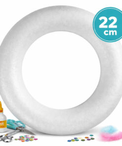 Styropor ring 22 cm hvid dekorationsring med hobbyartikler til DIY projekter