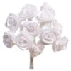 Satin roser hvide med hvid stilk 12mm