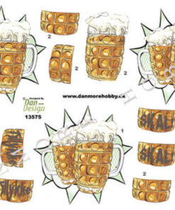 3D decoupage ark fra Dan Design med øl i ølkrus motiv til kortfremstilling