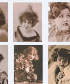 3D klippeark med nostalgiske vintage dameportrætter fra Dan Pictures til kortfremstilling og 3D decoupage