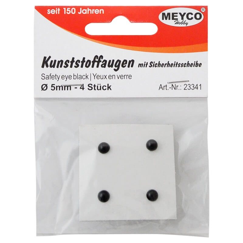 Sikkerhedsøjne runde sorte 6mm