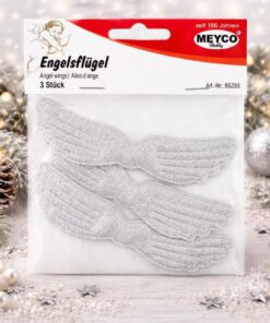 Sølv englevinger 3 stk fra Meyco – dekorative stofvinger til julepynt og DIY dekoration
